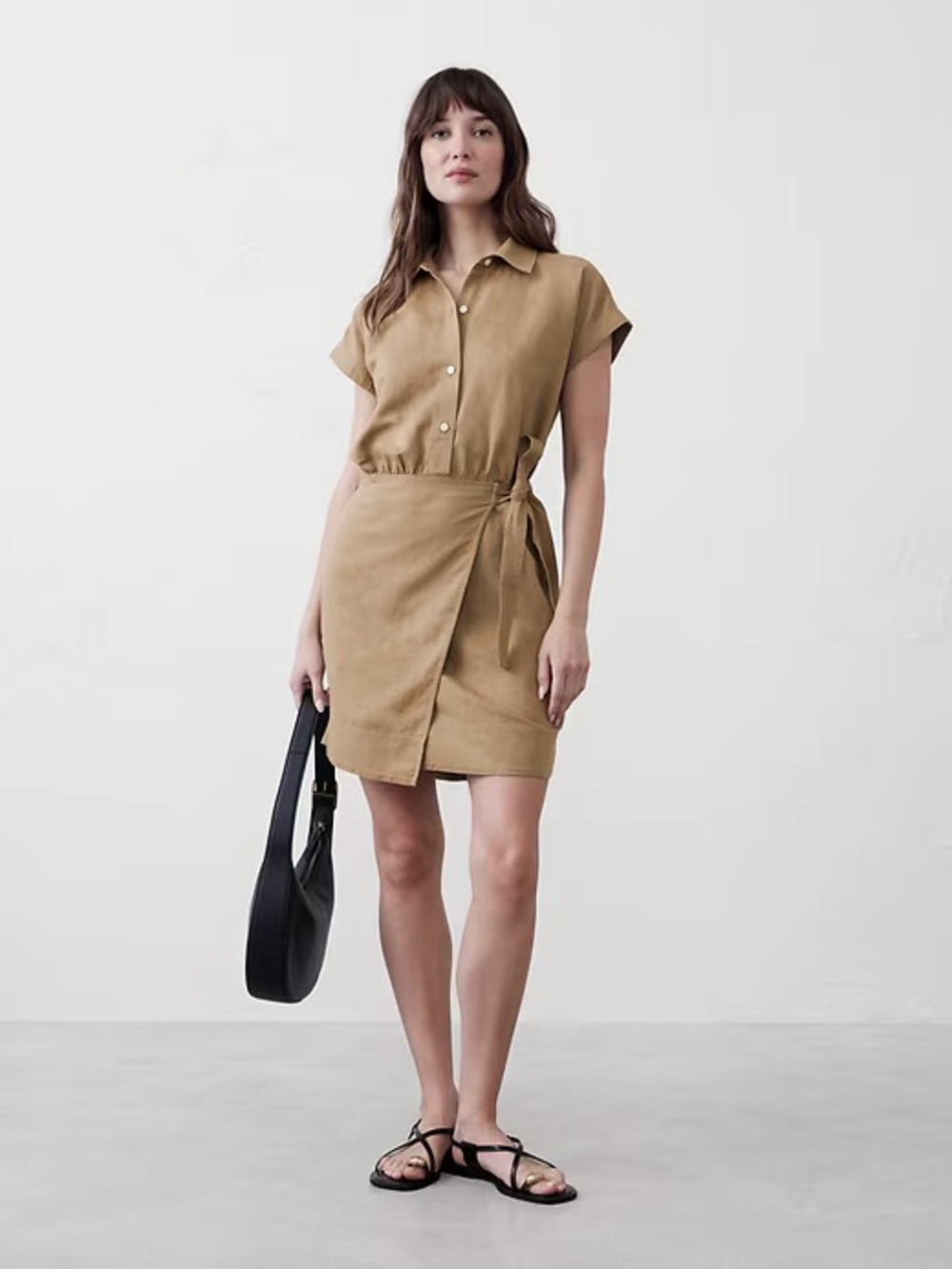 Banana Republic Tan Shirt Dress with Wrap Tie TAG REMOVED